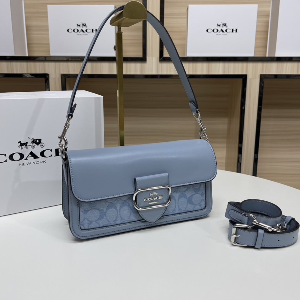 COACH - Morgan 27 Leather with Fabric Underarm Bag Handbag Shoulder Bag