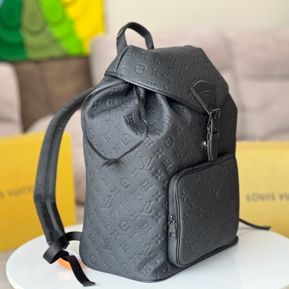 LV-Frosted Cowhide Embossed Pattern Backpack