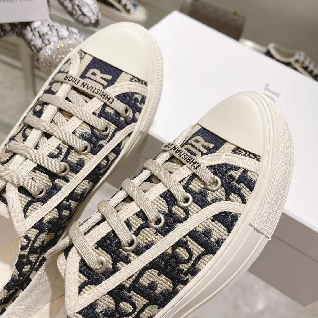 Dior-Walkn Thick soled Oblique Printed Cotton Embroidered Sports Shoes