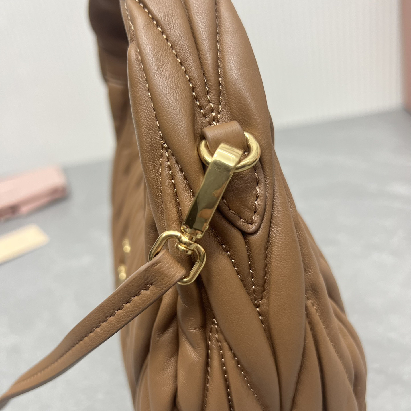 MIU MIU- Miuwander Metal Lettering Leather Women's Shoulder Crossbody Handbag