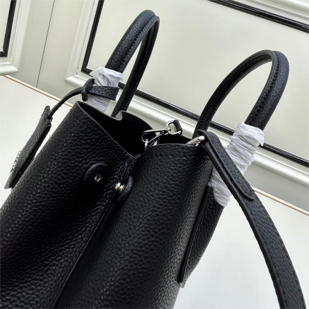 Prada-Delicate lychee patterned doublebaini shopping bag