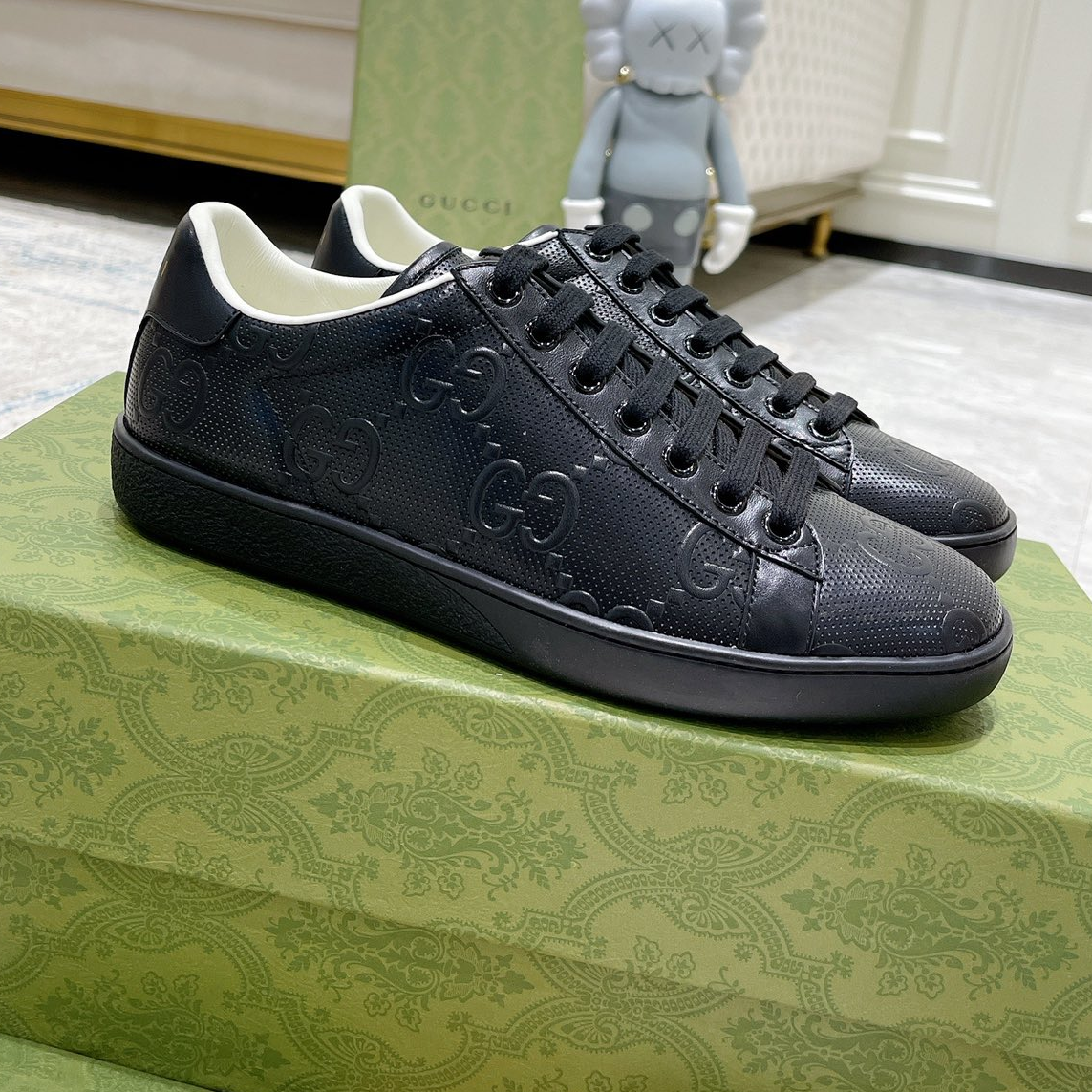 GUCCI - ACE GG Embossed Print Sneakers