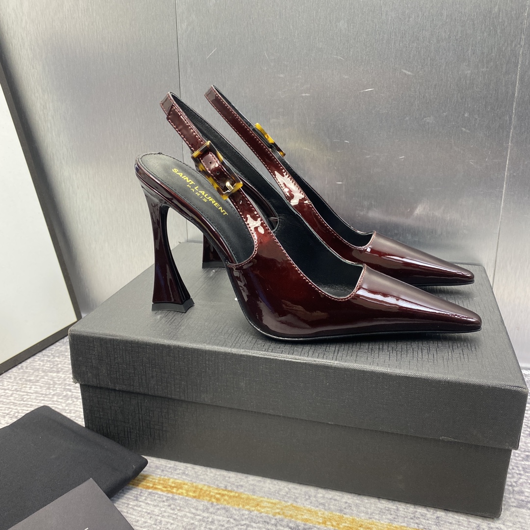 Saint Laurent-Sling Back Pump in Leather Pattern