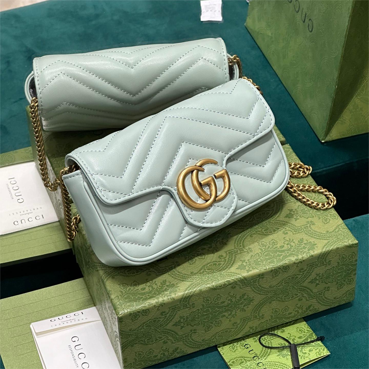 GUCCI-Marmont series Ultra Mini light green handbag