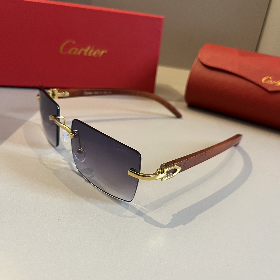 Cartier-2024 new metal frameless sunglasses