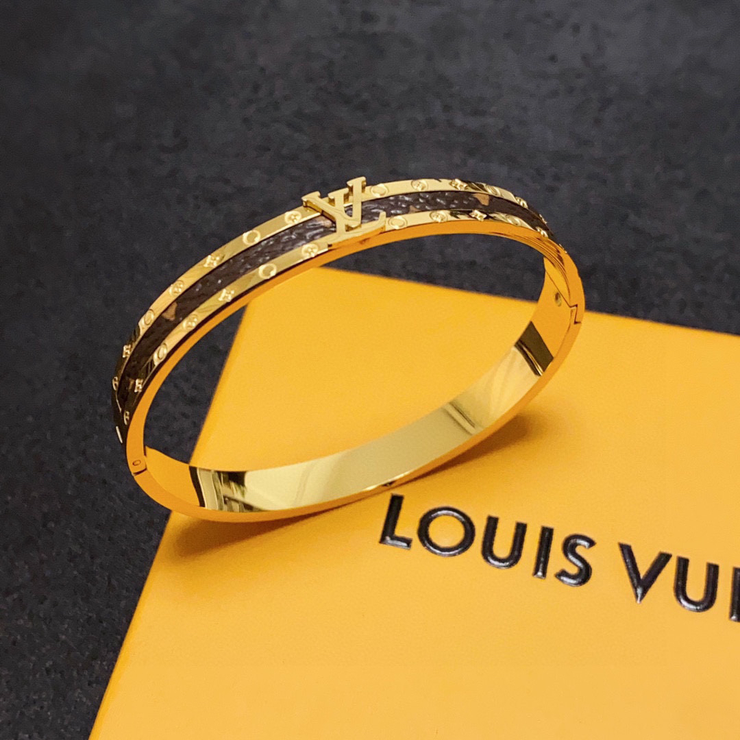 LV-Printed leather bracelet