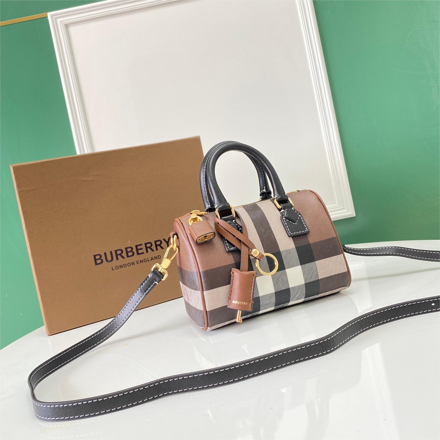 Burberry-Grid Boston Pillow Bag