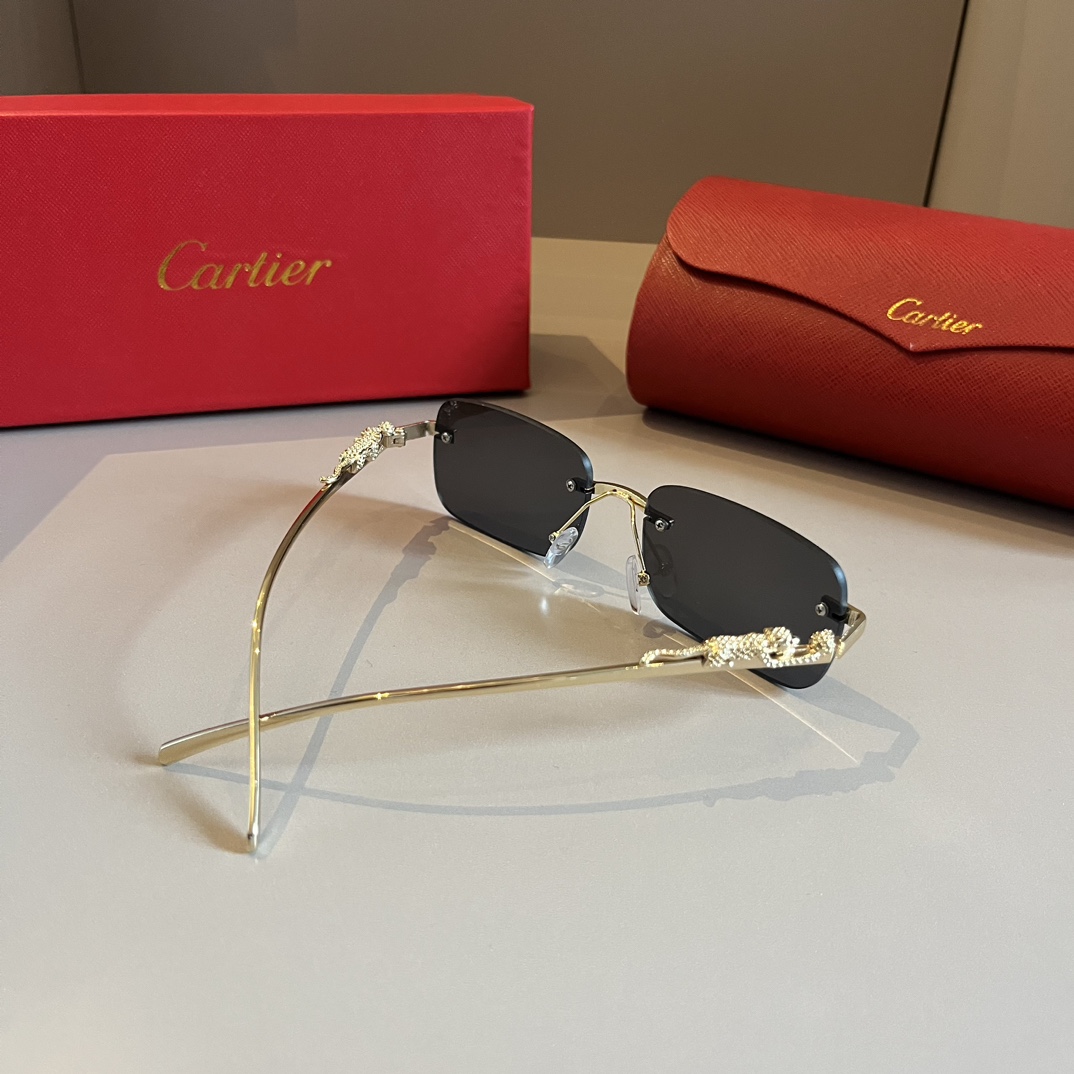 Cartier-metal frameless precious sunglasses