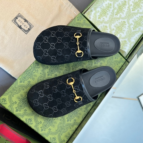 Gucci-Classic Leather Flower Flat Shoes