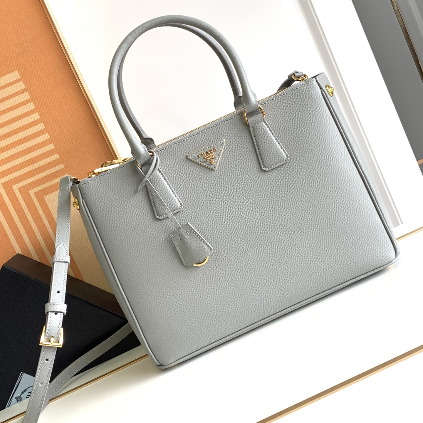 Prada-Cross Patterned Cowhide Galleria handbag