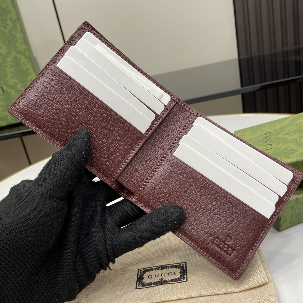 GUCCI- Canvas Black and Bordeaux Red Wallet