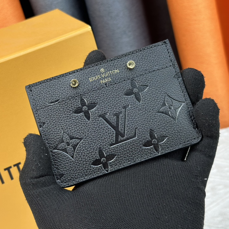 LV-Monogram Emreinte Leather Card Holder Wallet