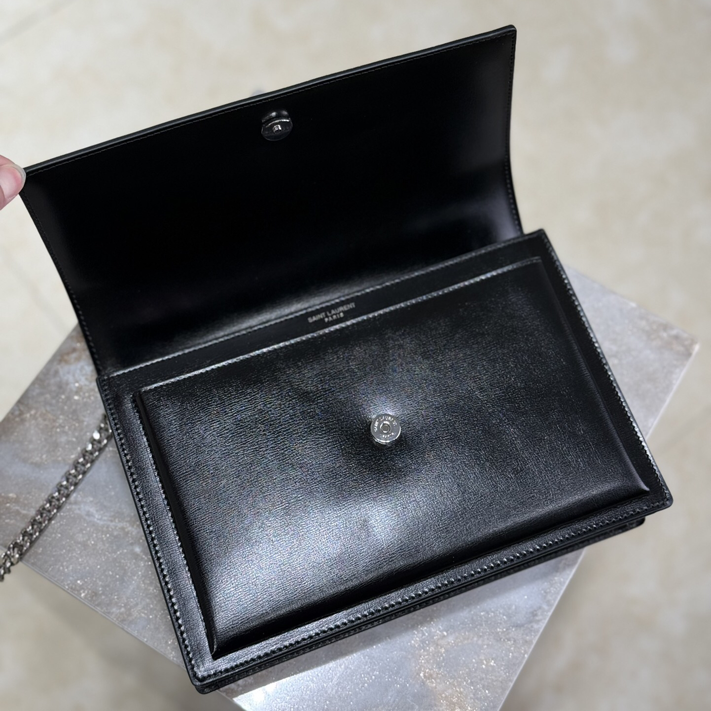 YSL- Sunset Gold Label Leather Top Handle Crossbody Shoulder Bag