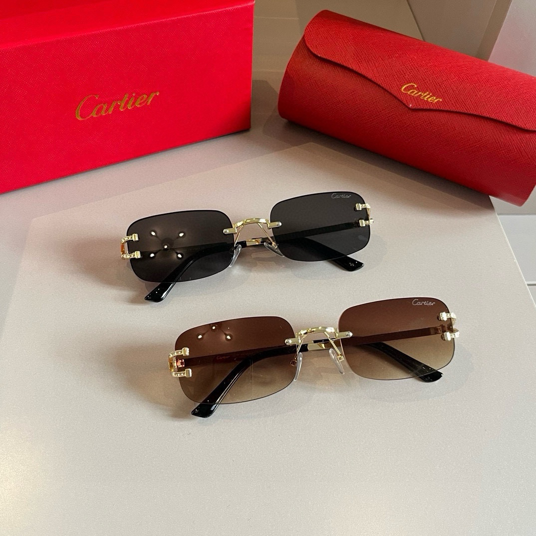 Cartier metal frameless PC leg sunglasses