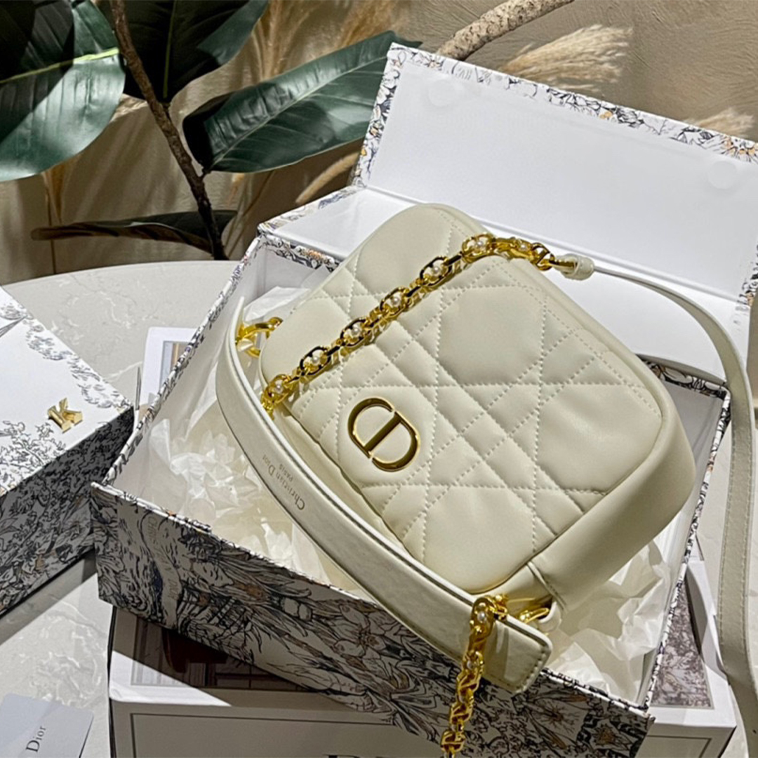 Dior-Caro Pearl Chain Camera Bag