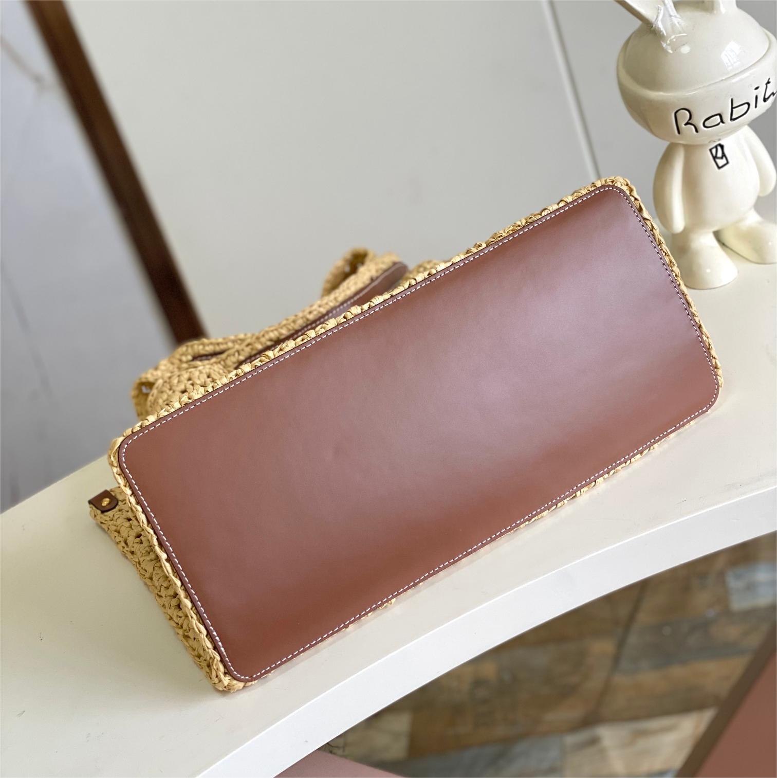 LV-By The Pool Series Lafite Grass Woven Tote Bag