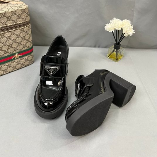 Prada-Classic Triangular Logo Loafers