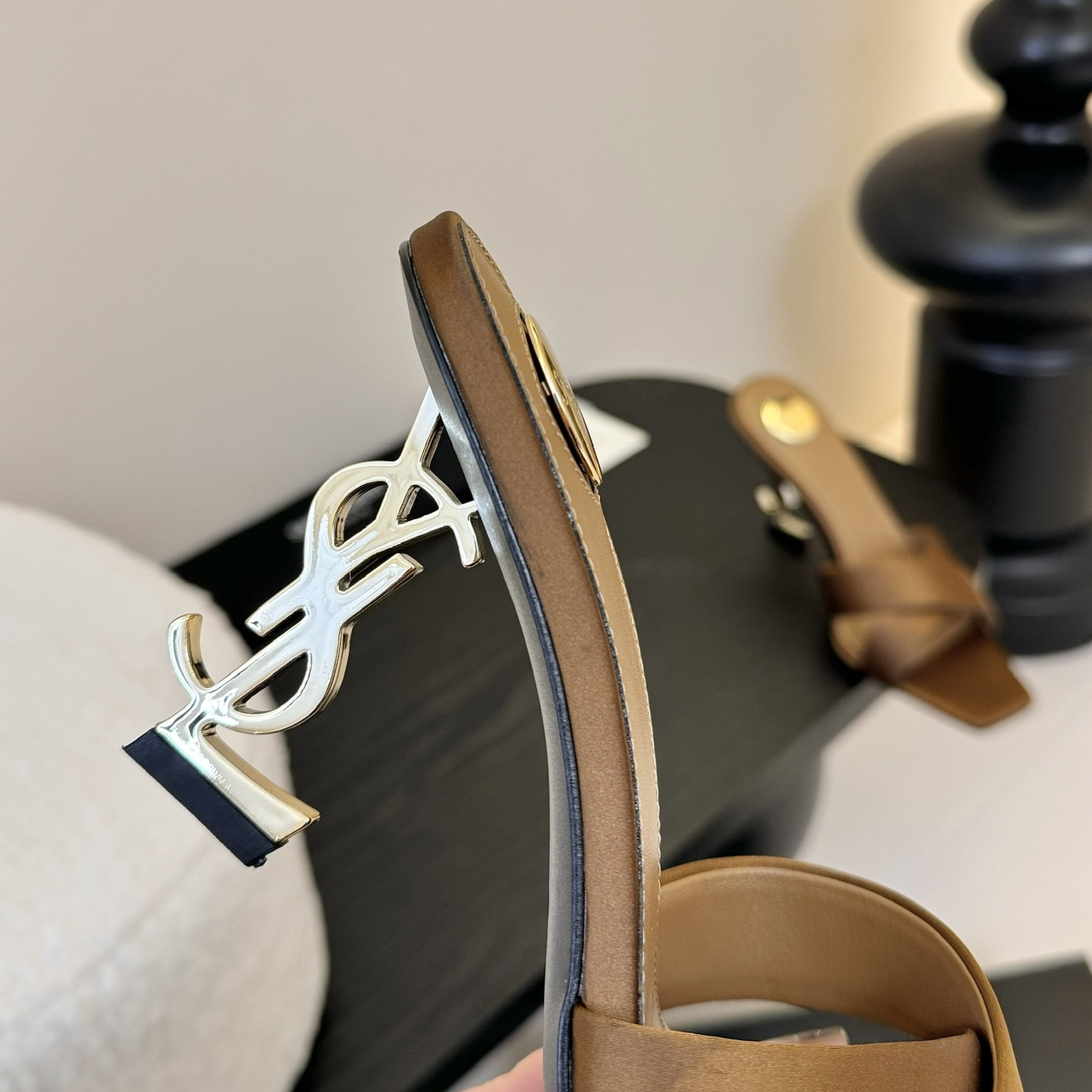 YSL-Cross woven silk high heels shoes