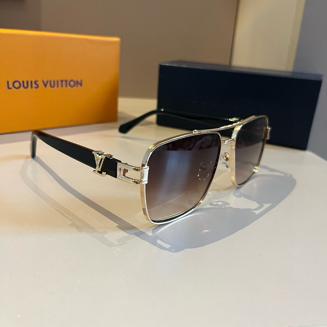 LV-Classic Metal Single Beam Pilot Fashion Sunglasses