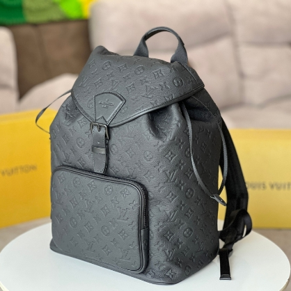 LV-Frosted Cowhide Embossed Pattern Backpack