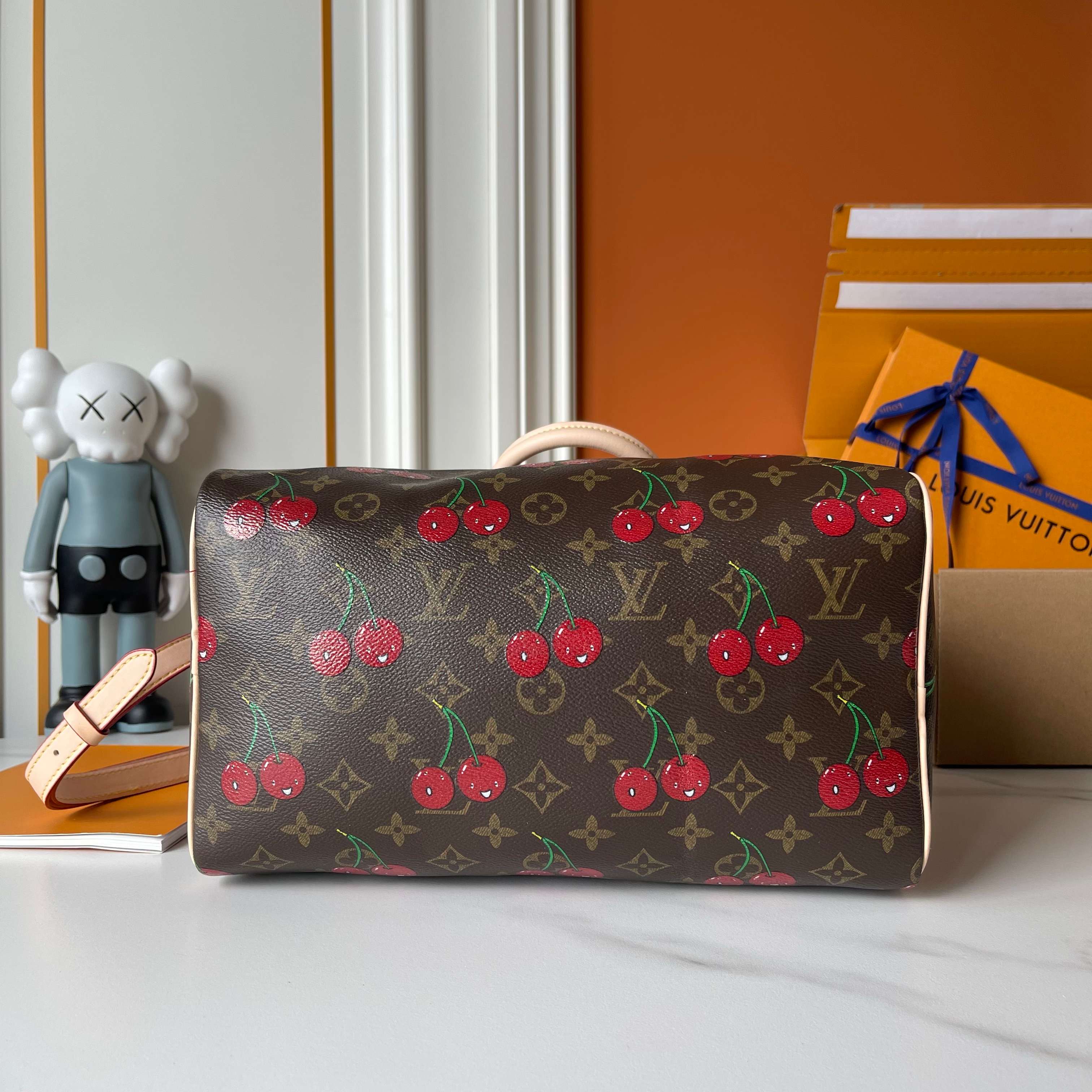 Louis Vuitton X Takashi Murakami Speedy Bag Cherry Brown Monogram Gold Hardware
