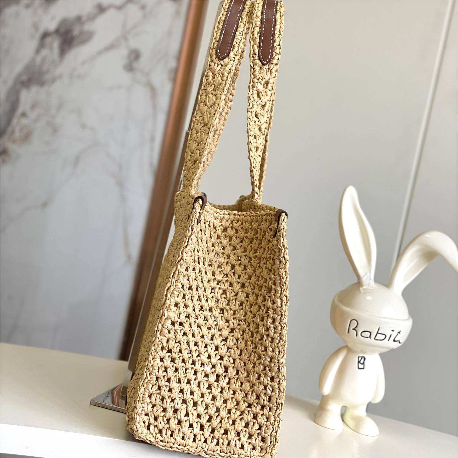 LV-By The Pool Series Lafite Grass Woven Tote Bag