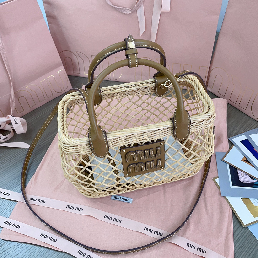 MiuMiu-Summer vacation style new woven hollow vegetable basket