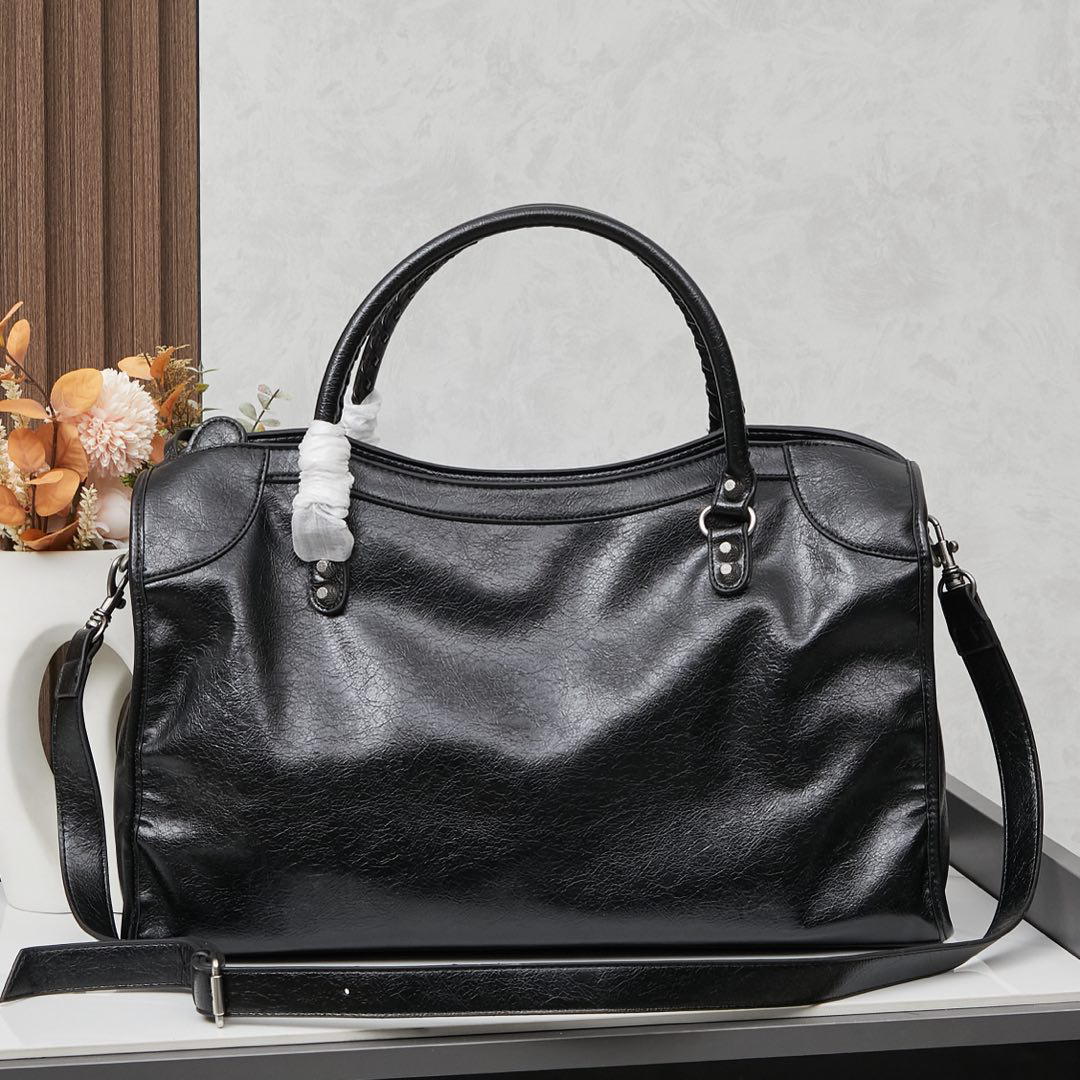 Balenciaga-Silver buckle motorcycle bag