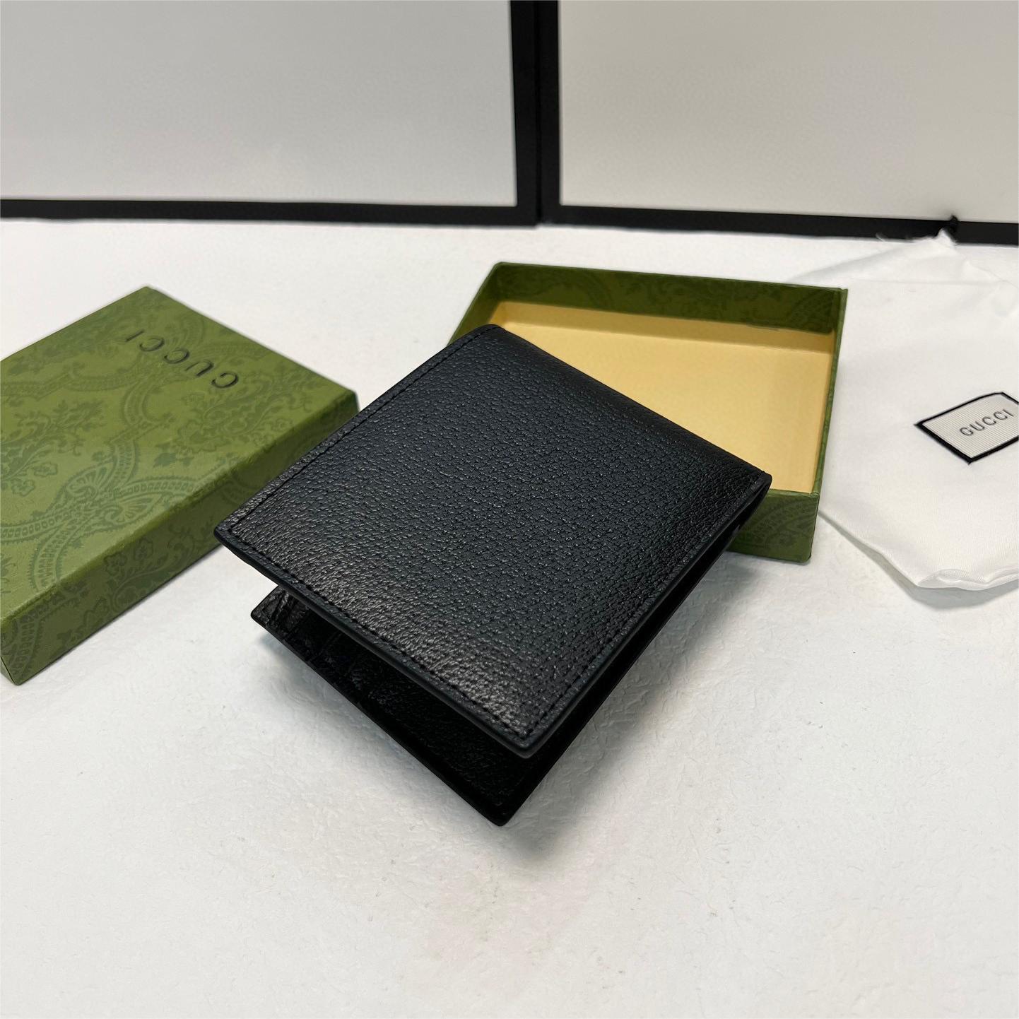 GUCCI-Marmont series leather double fold wallet