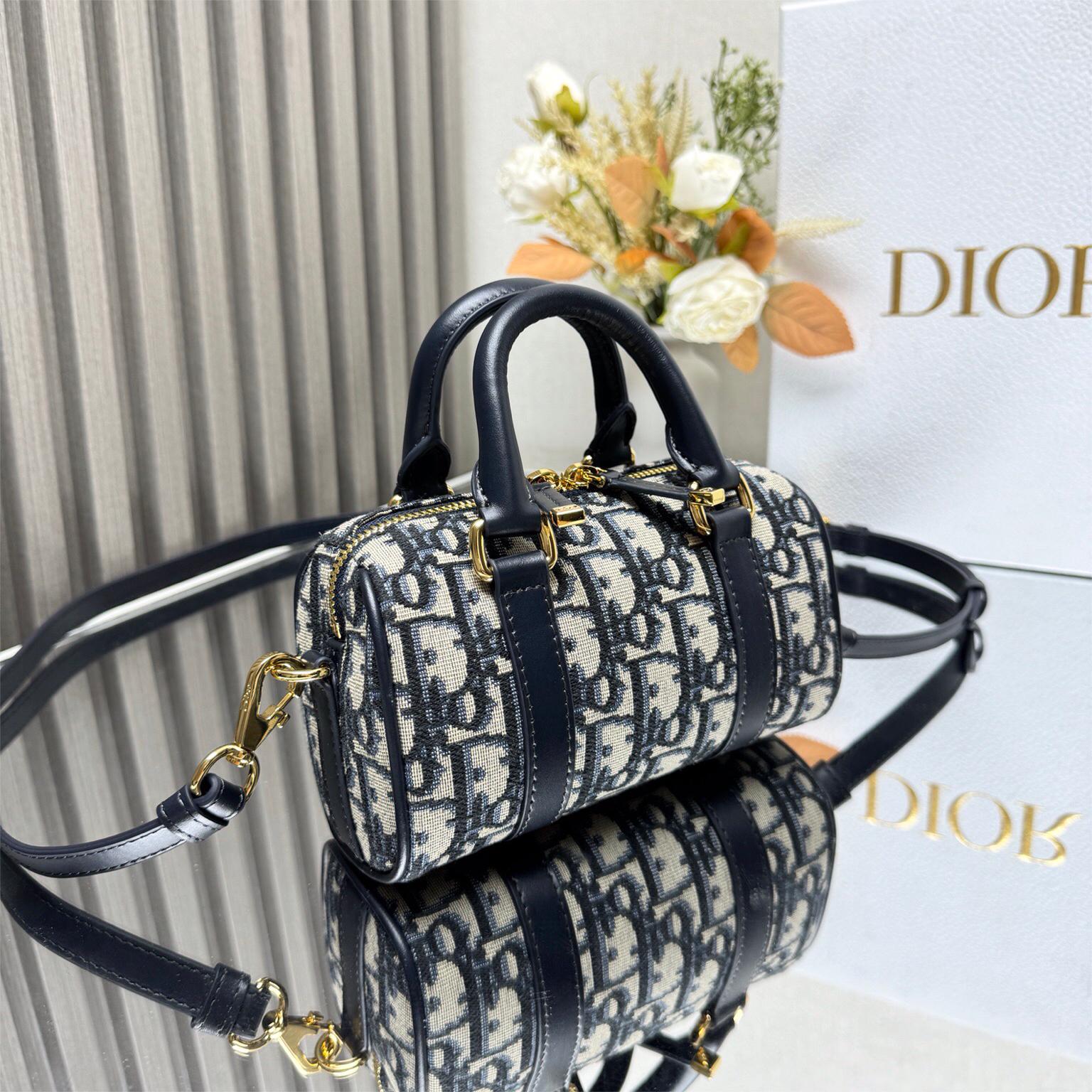 Dior-Groove 16 Mini Handbag with Blue Oblique Print