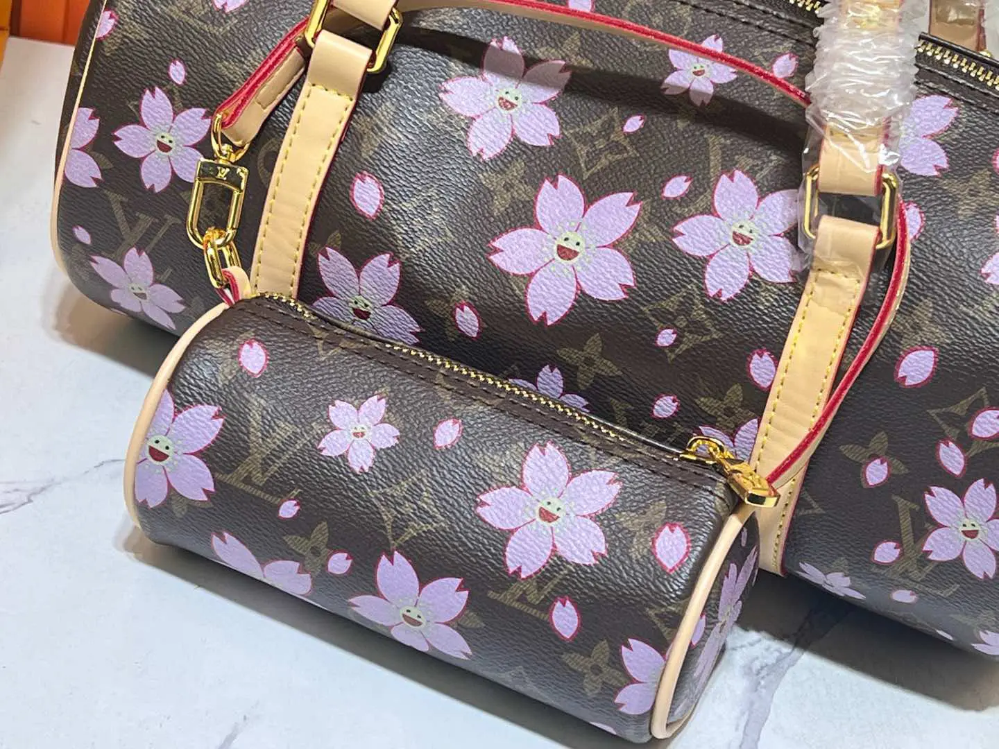 LV x Takashi Murakami cherry blossom papillon handbag