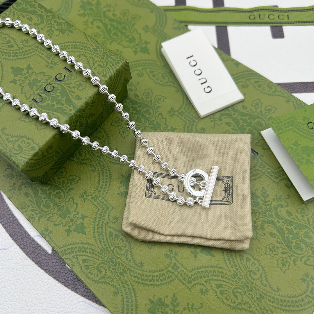 GUCCI-Silver Beads Necklace