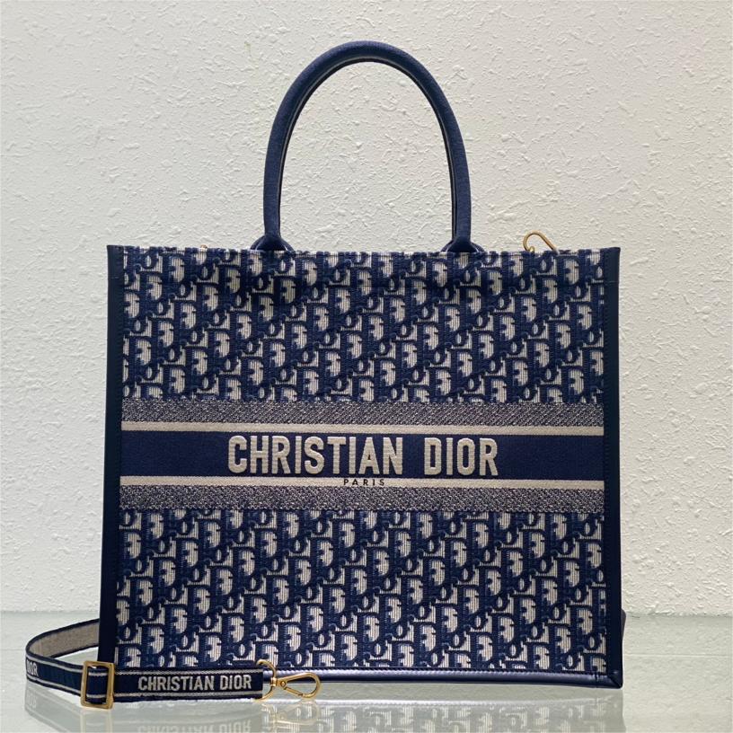 Dior-Oblique Printed Embroidered Large Tote Bag