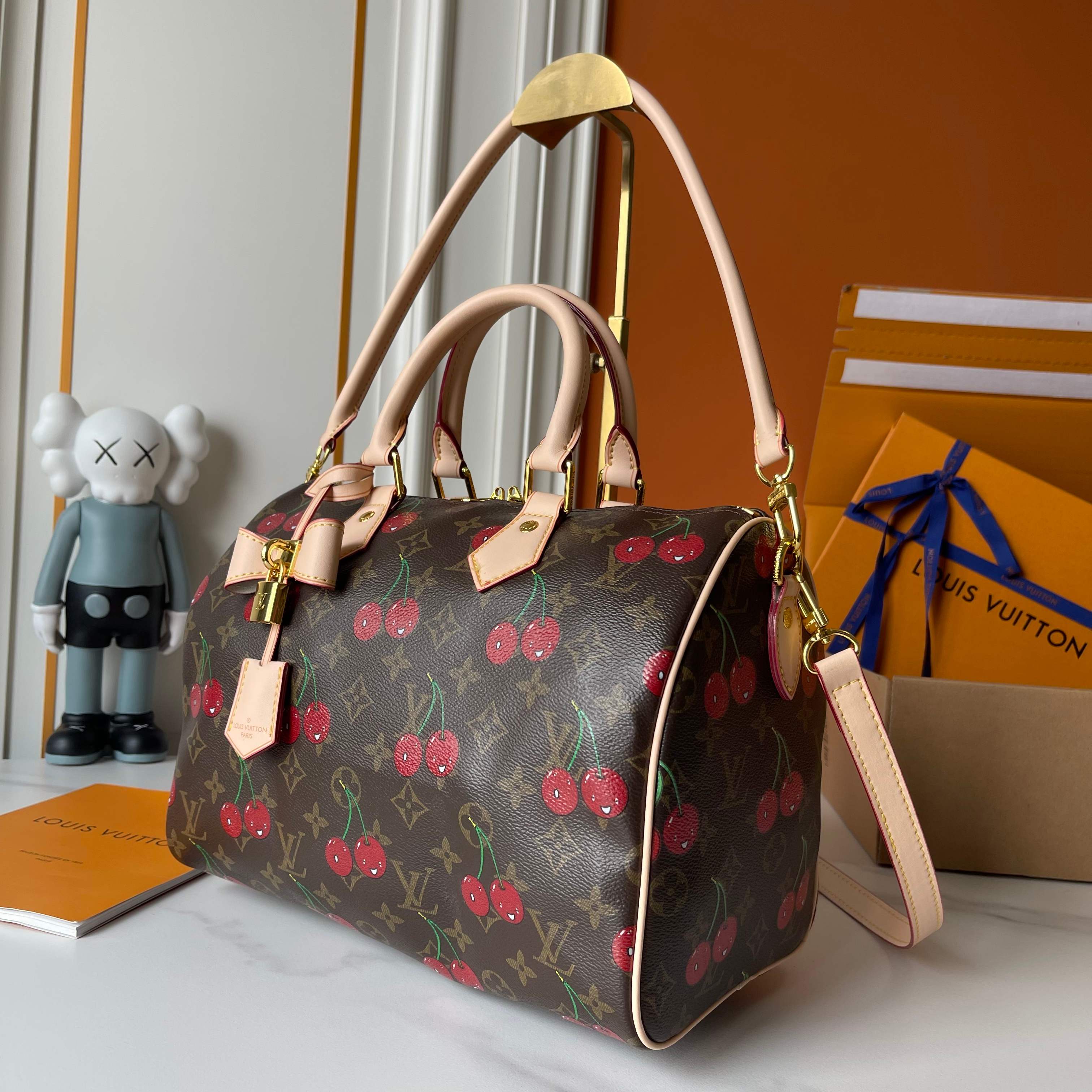 Louis Vuitton X Takashi Murakami Speedy Bag Cherry Brown Monogram Gold Hardware