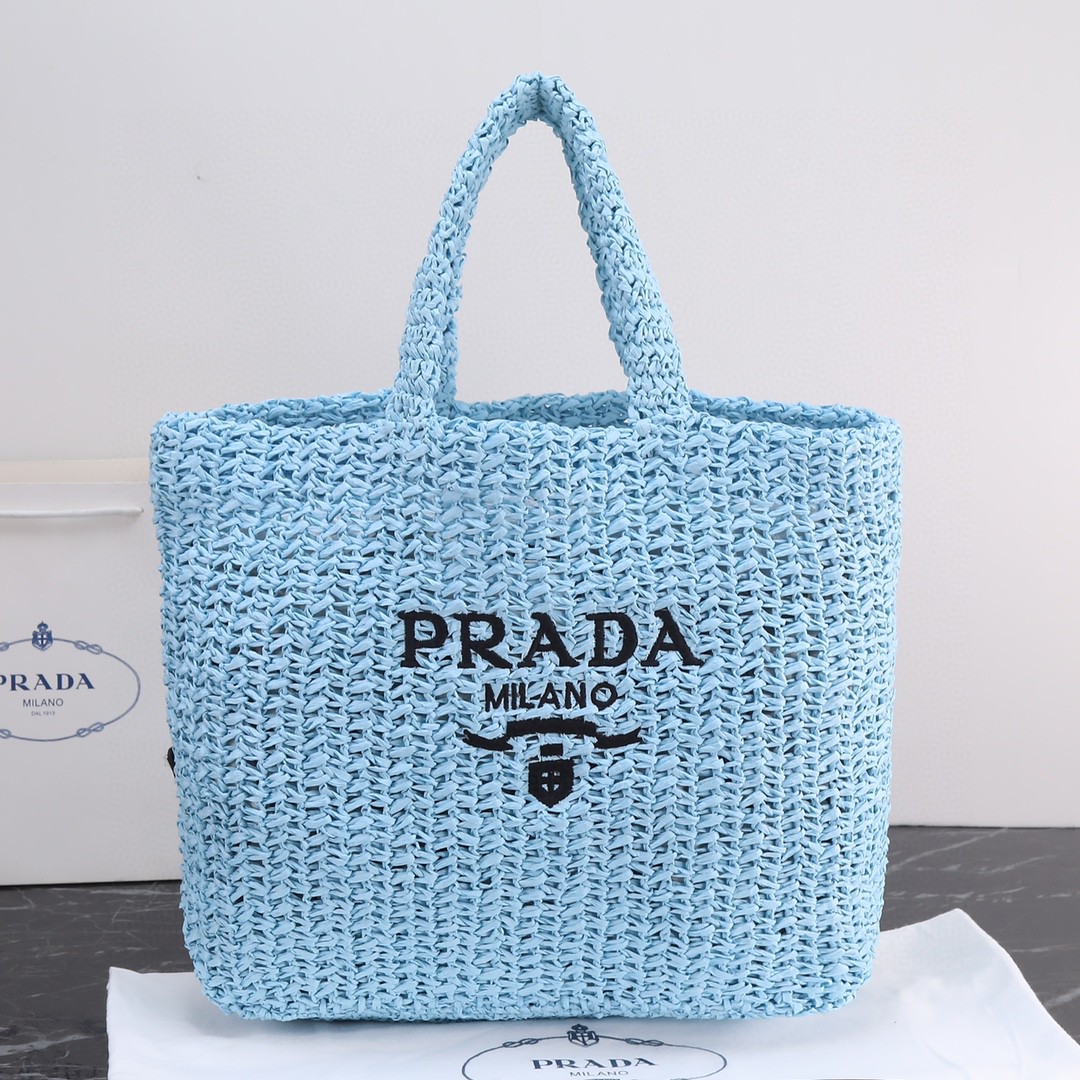 Prada-Imported Lafite Grass Design Fiber Tote Bag