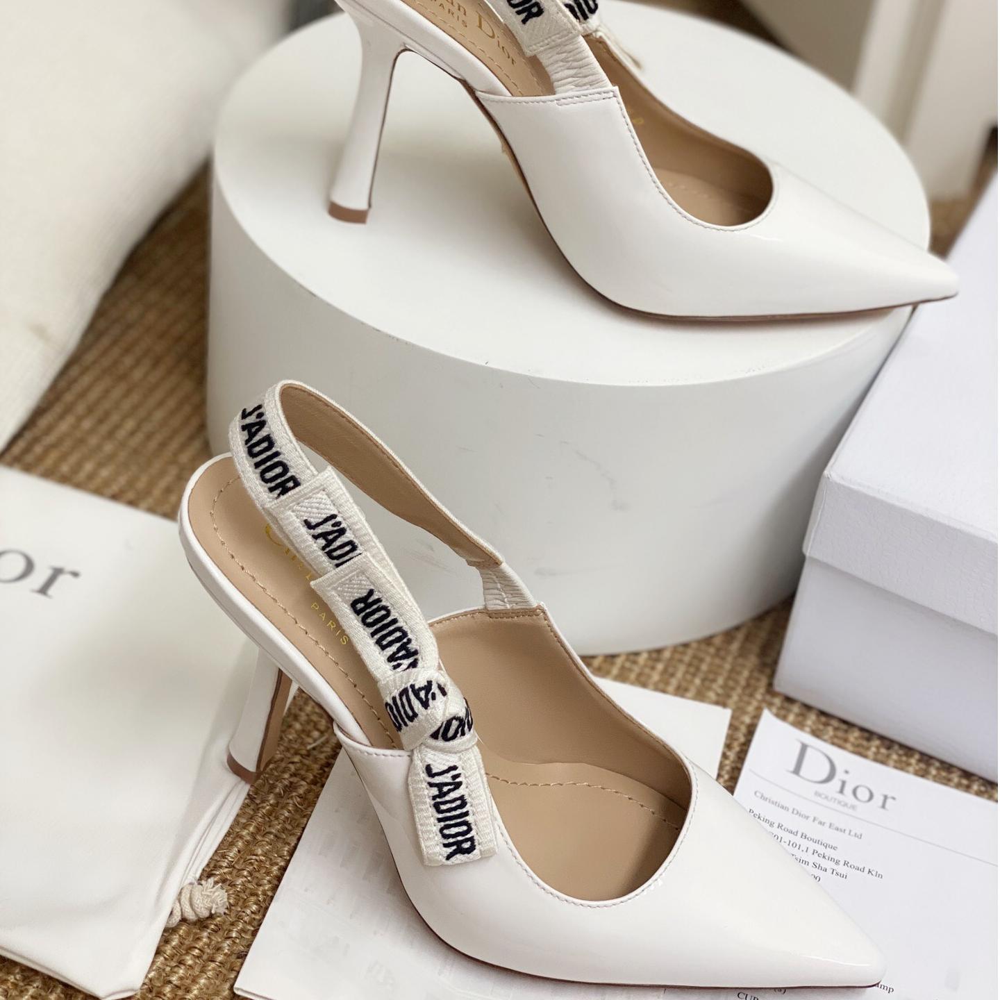 Dior-JA Dior white woven cat heel sandals