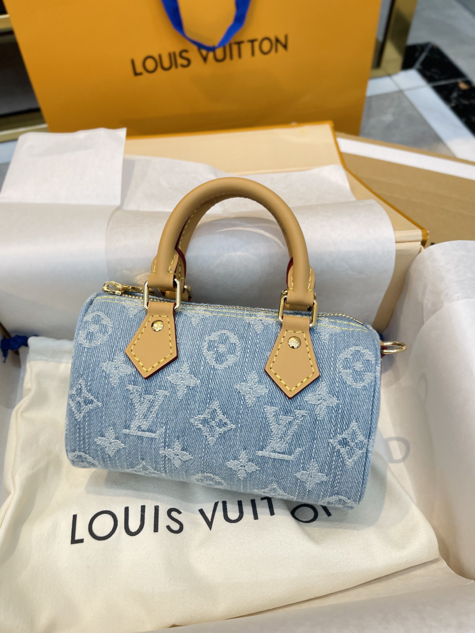 LOUIS VUITTON LV Nona Speedy Blue Hand Bag