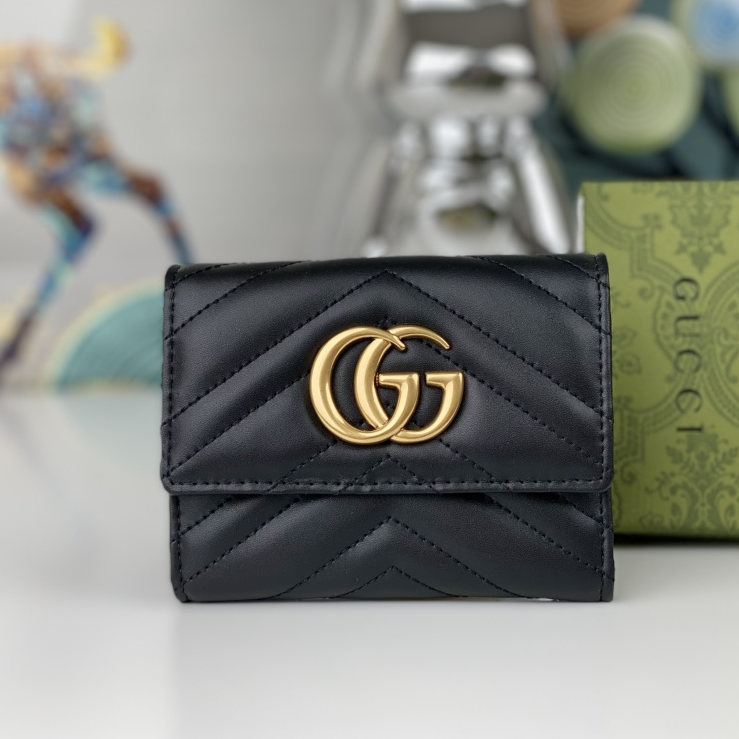 GUCCI - GG Marmont Quilted Leather Short Folding Wallet