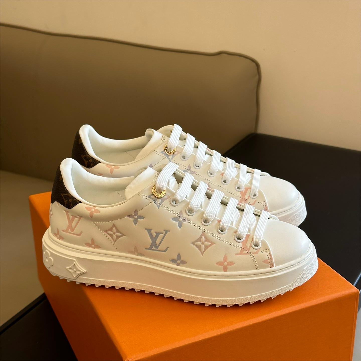 LV-3D printed cowhide classic white shoes