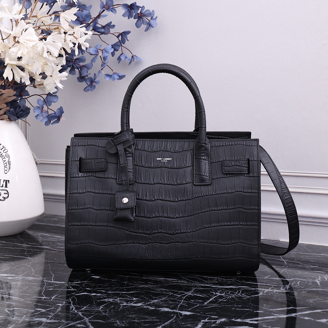 YSL-Crocodile patterned cowhide
