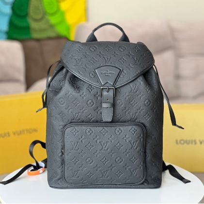 LV-Frosted Cowhide Embossed Pattern Backpack