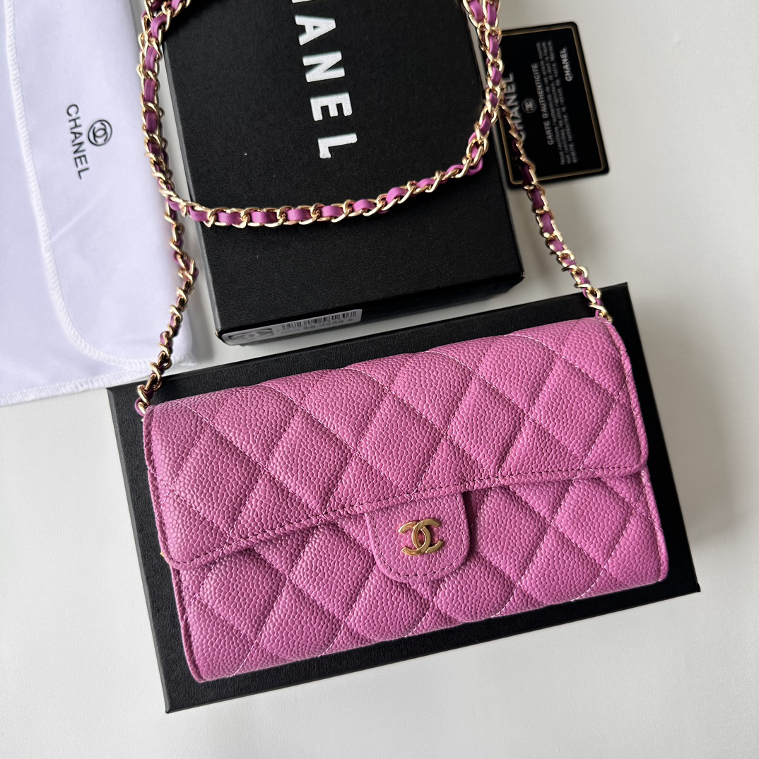 Chanel-Timeless Caviar Wallet Pink