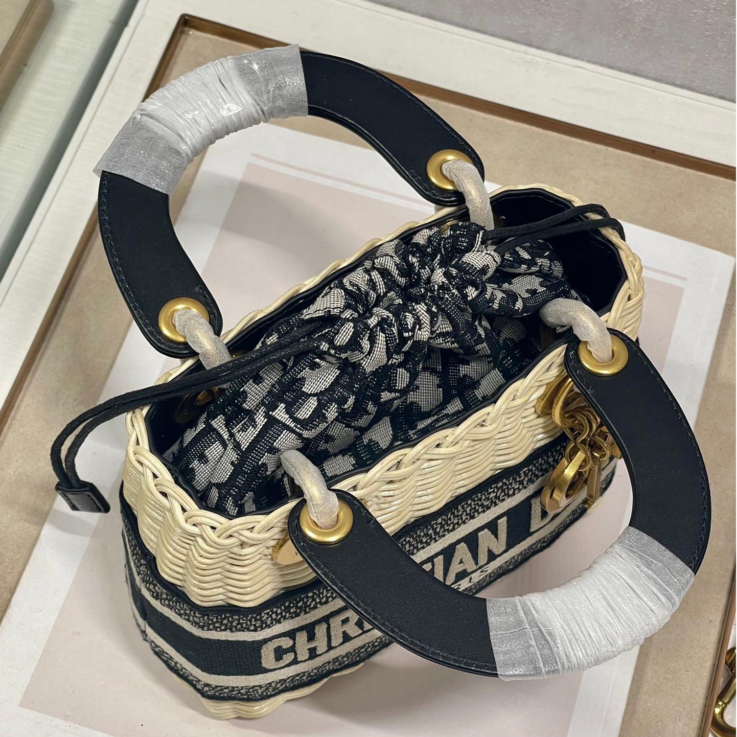 Dior-Lady Straw Crossbody Bag