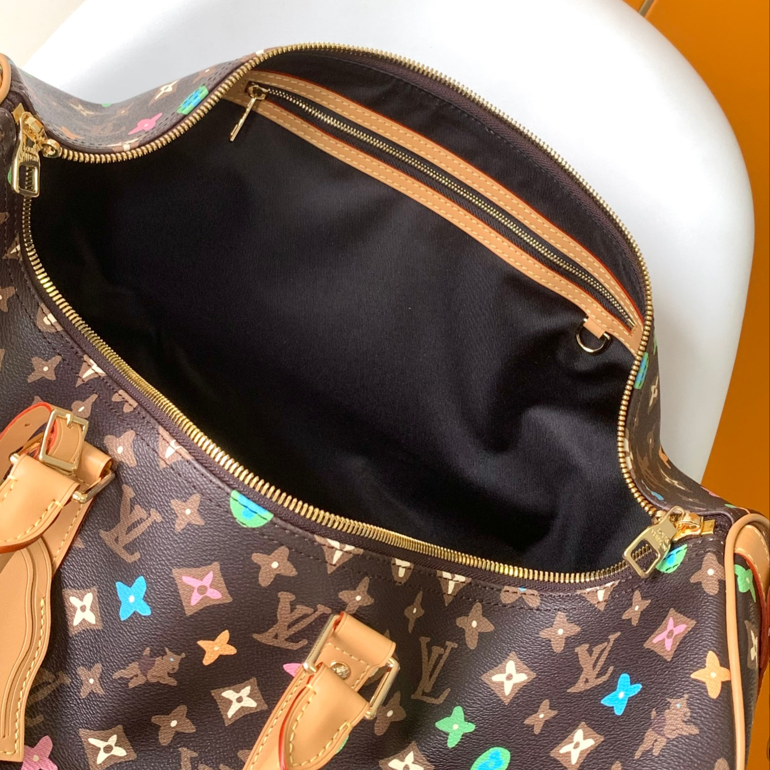 LV -Keepall 50 BROWN Leather Travel Bag