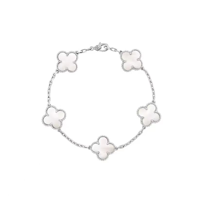 Van Cleef & Arpels - Alhambra Four-Leaf Lucky Series Five-Pendant White Mother-of-Pearl Four-Leaf Clover Bracelet