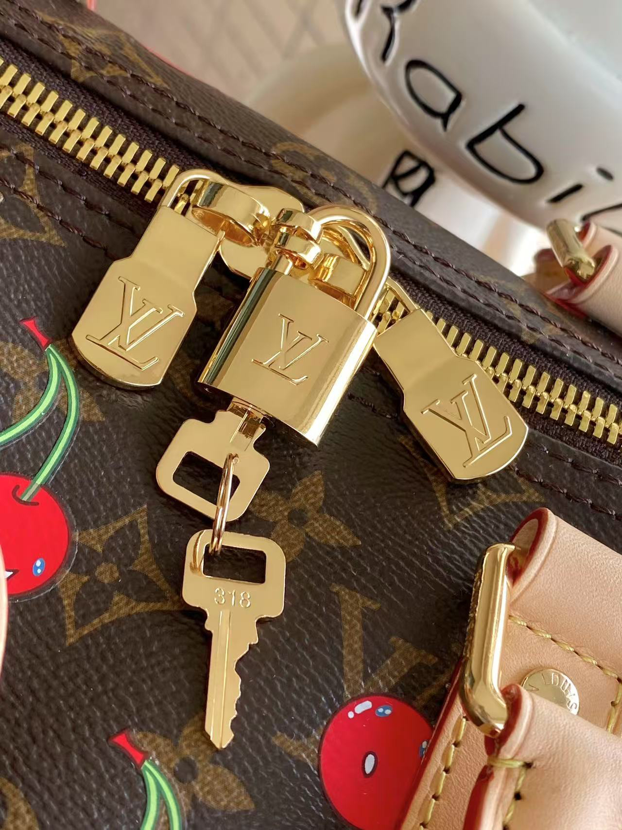 Louis Vuitton X Takashi Murakami Speedy Bag Cherry Brown Monogram Gold Hardware