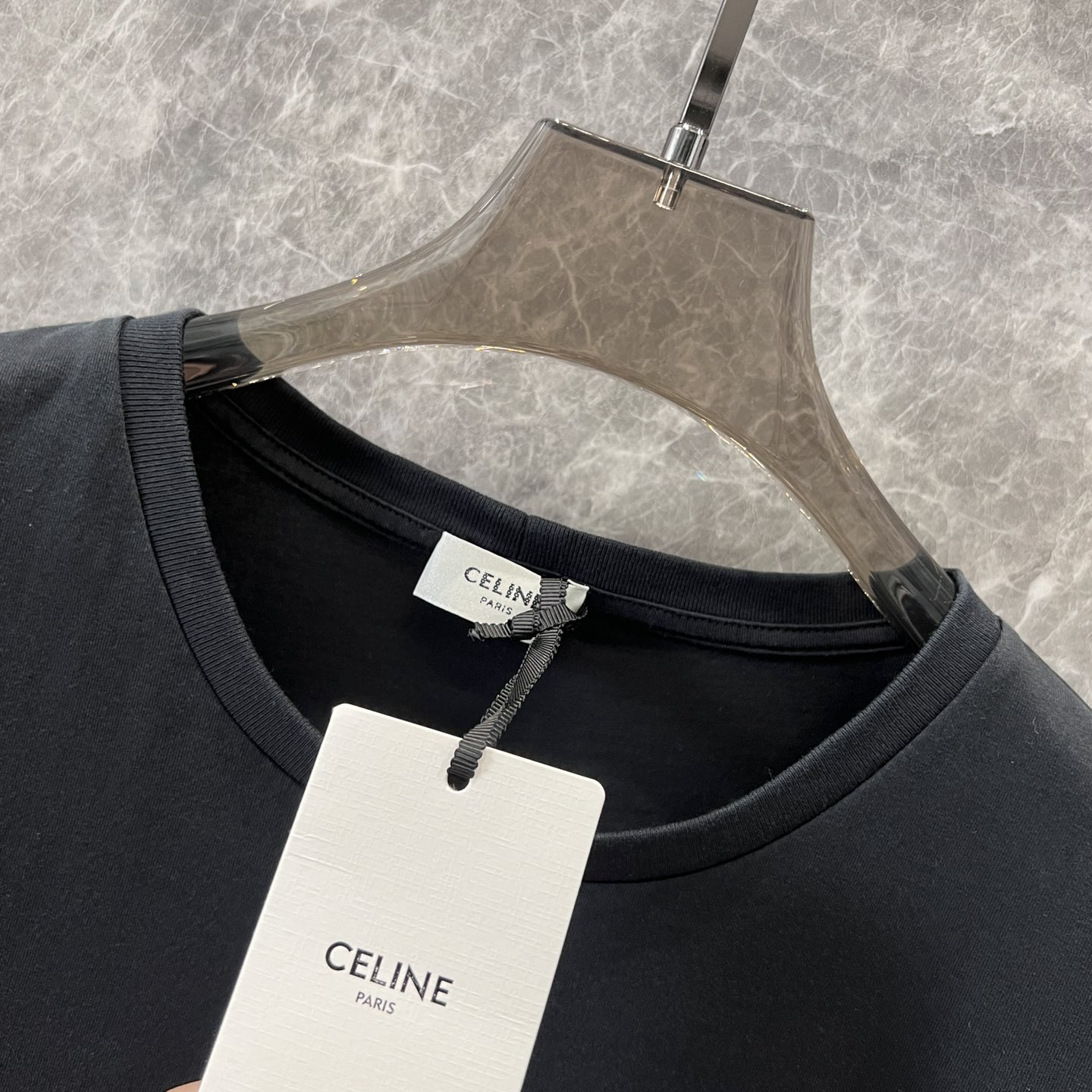 CELINE - Lettering Embroidered Crew Neck Short Sleeve T-Shirt