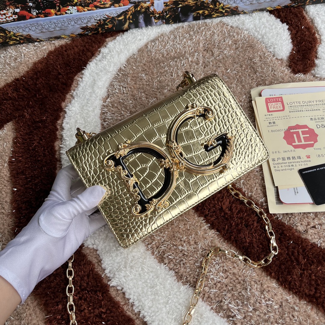 Dolce Gabbana-Lacquer leopard print crossbody bag with Baroque logo