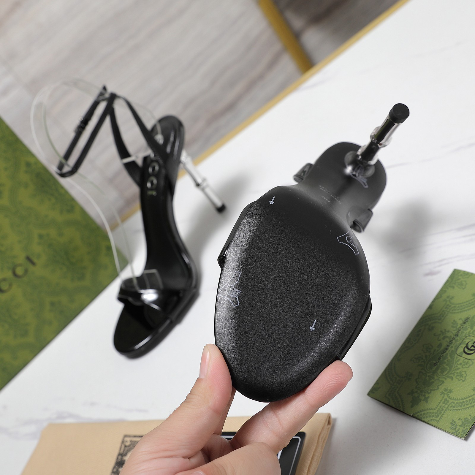 Gucci-Bamboo and patent leather high heels