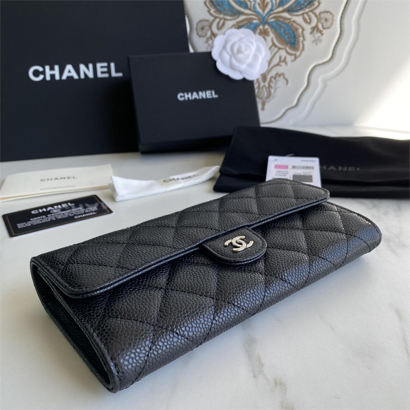 Chanel-Lychee patterned CF long wallet